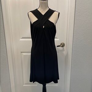 Michael Kors Black Shoulder Twist-Front Cocktail Dress